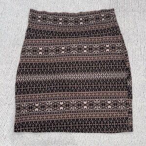 Charlotte Russe Patterned Black and Brown bandage Skirt M